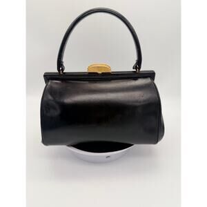 Vintage 1950s Koret Black Steerhide Leather Handbag - Includes Coin Purse